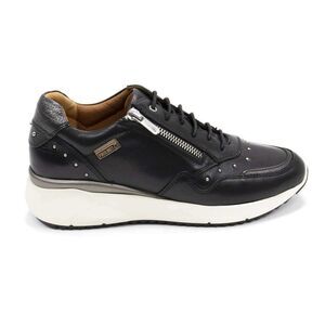 PIKOLINOS Women’s Black Leather Sella Studded Zip Trainers Size 9.5